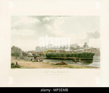 Façade nord du château de Windsor . Anglais : une vue sur le château de Windsor, vu depuis le nord sur la Tamise. . 1er février 1819. 933 façade nord du château de Windsor, de résidences royales, l'Pyne 1819 - panteek pyn2-111 Banque D'Images