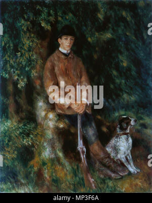 Anglais : Portrait d'Alfred Bérard avec son chien. English : Portrait d'Alfred Berard avec son chien. . Anglais : un portrait d'Alfred Bérard, le neveu de l'ami de Renoir Paul Bérard, un banquier et diplomate. . 1881. 988 Pierre-Auguste Renoir - Portrait d'Alfred Berard Banque D'Images