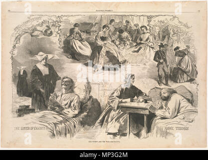 . Anglais : nom du fichier : 1009 000061 Titre : nos femmes et la guerre Créateur/Contributeur : Homère, Winslow, 1836-1910 (artiste) Date de publication : 1862-09-06 Description physique : 1 : impression gravure sur bois Genre : gravures sur bois ; Périodique illustrations Notes : Publié dans : Harper's Weekly, Volume VI, 6 septembre 1862, pp. 568-569. ; Image caption : La sœur de charité, d'accueil nouvelles. Collection : Winslow Homer Collection Lieu : Bibliothèque publique de Boston, d'imprimer les droits de service : Pas de restrictions connues des données sur Flickr 2011-08-11 : caméra Sinar Sinarback 54 : AG FW, Sinar m Tags : Winslow Homer Utilisateur : Boston Public Banque D'Images