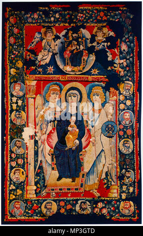 Anglais : tapisserie Icône de la Vierge et l'enfant . Anglais : Provenance : Égypte. Hanging tapestry icône. . 500s. 907 Mère de Dieu (décrit comme une impératrice byzantine) Banque D'Images