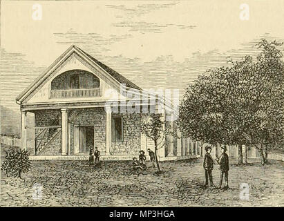 . Anglais : l'École royale était une école historique fondée en 1839 à Honolulu. Son nom original était l'école des enfants des chefs. Ce dessin est de l'école qui a suivi l'école des enfants des chefs et n'avait pas d'élèves royal puisque la plupart avaient obtenu leur diplôme ou étaient inscrits à d'autres écoles d'ici 1848. avant 1875. 1075 Inconnu École royale d'illustration de livre Banque D'Images
