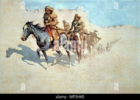 . Jedediah Smith Anglais : traversée de la partie du désert de Mojave en feu pendant le trek 1826 en Californie. Reproduction de demi-teinte de couleur de peinture. En Illustration : American Heritage Book de l'esprit pionnier (American Heritage Publishing Company, 1959), p. 166. D'abord été publié dans Collier's, 1906. . 1906. Frederic Remington (1861-1909) Noms alternatifs Frederic Sackrider Remington Description American sculpteur, peintre, illustrateur et écrivain Date de naissance/décès 4 Octobre 1861 26 décembre 1909 Lieu de naissance/décès Canton Ridgefield période de travail, lieu de travail 1884-1909 Kansa Banque D'Images