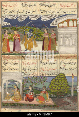 . Anglais : Top : Krishna tenant un sabre, Megha Raga Bas : Shivalinga Puja, Raga Bhairavi, Mughal Ambre, Rajasthan, ch. 1780 . 1780. 896 Miniatures32 Banque D'Images