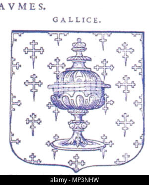 . Galego : Representación n n'escudo reino de Galicia realizada por Hierosme de Bara para a publicación "Le blason des armoiries", aucune ano 1581 publicada. 1581. Hierosme de Bara 1048 Reino de Galicia - Royaume de Galice - Hierosme Banque D'Images
