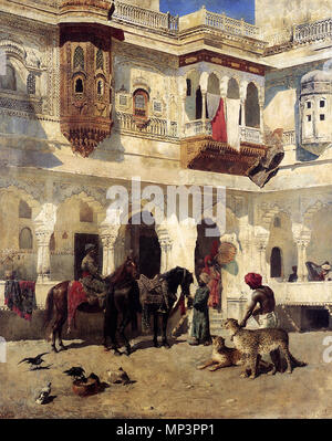 Rajah à partir d'une chasse . Anglais : Il est né à Boston, Massachusetts, en 1849. Il est l'élève de Léon Bonnat et de Jean-Léon Gérôme, à Paris. Il a fait de nombreux voyages à l'Est, et a été distingué comme peintre de scènes orientales. [1] semaines de parents étaient riches d'épices et d'un plateau/marchands de Newton, une banlieue de Boston et en tant que tels, ils ont été en mesure d'accepter, sans doute encourager, et certainement financer son intérêt pour la peinture de la jeunesse et les voyages. En tant que jeune homme Edwin Lord Weeks a visité les Florida Keys pour dessiner et s'est également rendu au Surinam en Amérique du Sud. Son plus ancien connu pai Banque D'Images