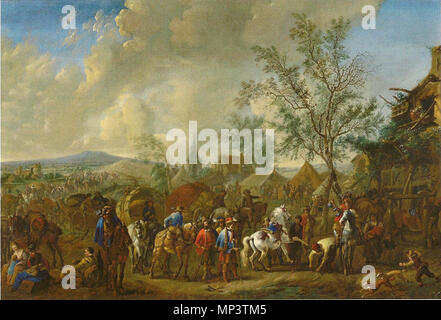 Lagerszene vor einem Dorf 18e siècle. 697 Jan Frans van Bredael (I) - Lagerszene vor einem Dorf Banque D'Images