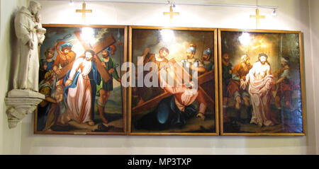 . Alsace, Bas-Rhin, Weyersheim, église Saint-Michel (PA00085235, IA00119652). Chemin de croix en tableaux (Winte, huile sur toile, 1839) : Cet objet est indexée dans la base Palissy, base de données du patrimoine mobilier français du ministère français de la culture, sous la référence IM67007110. Brezhoneg | Français | Deutsch | English | Español | Français | English | Deutsch | Italiano | Português | Plattdüütsch |  +/- . 3 mai 2012. © Ralph Hammann - Wikimedia Commons 1256 Weyersheim StMichel 57 Banque D'Images