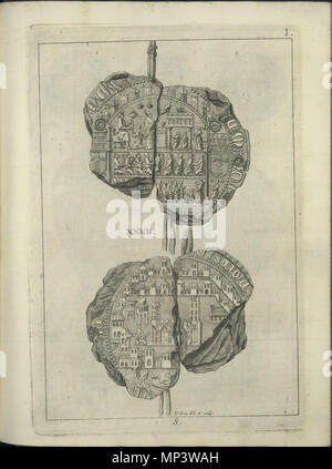 . Anglais : Sceau de Lisbonne en 1352, illustration d'Antonio Caetano de Sousa, genealogica História da Casa Real Portugueza, t. IV, Lisbonne, 1738 . 1738. Antonio Caetano de Sousa (1674-1759) 1107 Les phoques de la maison royale de Portugal 07 Banque D'Images