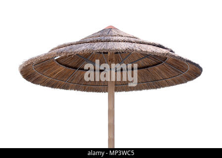 Bambou, roseau, parasol paille isolated on white Banque D'Images