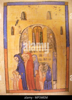 . Anglais : l'une des images des Haggadah de Sarajevo a produit à Barcelone ou Saragosa, environ autour de 1350. En ce moment trouvés à Sarajevo. Русский : Иллюстрация рукописной Пасхальной Хаггады из из Сараево. Была Барселоне Сарагосе сделана в или около 1350. 1350. Artiste inconnu du 14e siècle 1096 0348 Sarajevohaggadah Banque D'Images