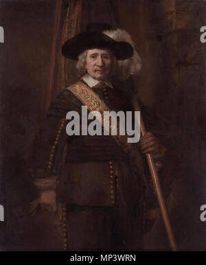 Le porte-étendard (Floris Soop, 1604-1657) *huile sur toile *140,3 x 114.9cm *signé l.l.) : Rembrandt f 1654 l'Étendard (Floris Soop, 1604-1657) 1181 L'Étendard (Floris Soop, 1604-1657), d'après Rembrandt van Rijn Banque D'Images