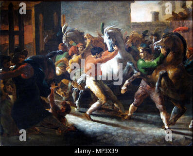 . Français : La course des chevaux libres à Rome au Palais des beaux-arts de Lille. . 1817. Théodore Géricault (1791-1824) Noms alternatifs Jean Louis Théodore Géricault Description peintre, graphiste et sculpteur Date de naissance/décès 26 Septembre 1791 26 janvier 1824 Lieu de naissance/décès Rouen Paris lieu de travail Paris, l'Angleterre Contrôle d'autorité : Q184212 : VIAF 64128788 ISNI : 0000 0001 2136 5971 ULAN : 500115562 RCAC : n50016306 NLA : 36556081 811 WorldCat Lille LRR chevaux Gericault Banque D'Images