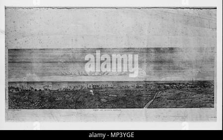 . Anglais : Vue de Kailua, Hawaii. Dessiné par Mlle de Thurston la véranda de l'Asa Thurston home à Laniakea. Par-Kapohoni à Lahainaluna Seminary Press Lahaina, Maui : fin des années 1830, 18' x 29 1/2' à cette vue panoramique spectaculaire est de Kailua, maintenant Kailua-Kona, regardant vers l'océan, avec des palmiers, des cabanes de chaume, un peu plus de bâtiments solides et une église. Il y a plusieurs navires à voile visible, l'une assez grande. Entre 1839 et 1840. Persis Goodale Thurston Taylor (1821-1906) Description Le peintre américain Date de naissance/décès 28 Septembre 1821 20 avril 1906 Banque D'Images