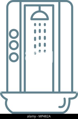 Cabine de douche dans l'icône linéaire relaxation concept. Cabine de douche en ligne relaxation vector affiche, symbole, l'illustration. Illustration de Vecteur