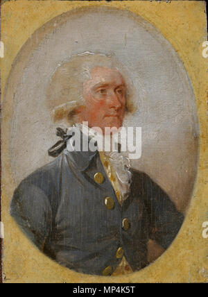 . Portrait miniature de Thomas Jefferson à l'âge de 33 ans par John Trumbull. Huile sur bois. Image crédit : Thomas Jefferson Foundation. 1788. John Trumbull (1756-1843) Description Peintre et artiste Date de naissance/décès 6 Juin 1756 10 novembre 1843 Lieu de naissance/décès Liban New York lieu de travail New York, Londres contrôle d'autorité : Q369263 : VIAF 56862633 ISNI : 0000 0001 2134 4222 ULAN : 500016000 RCAC : n50011728 : WGA John TRUMBULL, 1188 Thomas Jefferson WorldCat par John Trumbull Banque D'Images