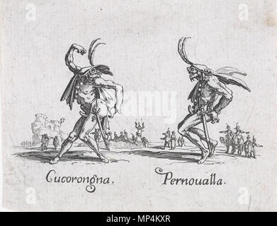 . Cucorongna Pernoualla, Radierung und aus 'Balli di Sfessania", um auf Bütten, 1622, ch. 7 x 9 cm . vers 1622. Jacques Callot (1592-1635) Description French graveur, dessinateur et aquafortiste Date de naissance/décès entre 25 mars 1592 et 21 août 1592 25 mars 1635 Lieu de naissance/décès Nancy Nancy lieu de travail Nancy, Florence, Turin, Rome, Breda, Bruxelles, Paris contrôle d'autorité : Q460124 : VIAF 19687783 ISNI : 0000 0001 2122 9857 ULAN : 500021688 RCAC : n50032190 NLA : 35024962 689 WorldCat Jacques Callot Cucorongna Pernoualla und c1622 Banque D'Images