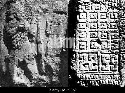 . Anglais : Sarre, Hittite tapis Burlington, décembre 1908, p. 144. Le Monument Hittite de Ivriz près de Eregli. Montrant une forme inhabituelle de svastika. 30 août 2013, 02:17:32. Tapis tracker, archive 2012/05/01 1096 Sarre tapis Hittite Burlington Décembre 1908 p 144 Le Monument Hittite de Ivriz près de Eregli montrant une forme inhabituelle de Swastika Banque D'Images