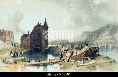 . Anglais : Moulin de l'ancienne abbaye Saint Martin à Trèves, avec le Pont Romain à l'arrière-plan Deutsch : Alte Martinsmühle à Trèves, im Hintergrund die Römerbrücke English : Le Moulin de l'ex-abbaye de Saint-Martin à Trèves, avec le pont romain en arrière-plan . 1838. Clarkson Frederick Stanfield (1793-1867) Noms alternatifs William Clarkson Stanfield Description peintre britannique Date de naissance/décès 3 Décembre 1793 18 mai 1867 Lieu de naissance/décès Sunderland Hampstead lieu de travail UK contrôle d'autorité : Q1095862 : VIAF 44523948 ISNI : 0000 0001 1471 5101 ULAN : 500012527 RCAC : n Banque D'Images