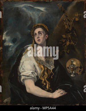 La Magdalena penitente. Español : El lienzo, que es una copia de una obra de El Greco de autor desconocido, muestra a Santa María Magdalena penitencia haciendo por sus pecados. . Entre 1640 et 1660 circa circa. 784 La Magdalena penitente (Museo de Bellas Artes de Bilbao) Banque D'Images