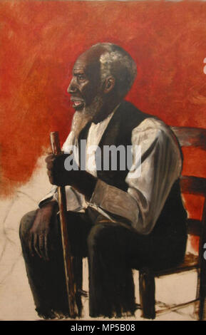 . Anglais : Portrait de 'oncle Alfred'. La peinture représente 'oncle Alfred,' qui était un serviteur de la chambre à l'Ermitage et y a vécu jusqu'en 1901. Oncle Alfred était né un esclave à l'Hermitage, et a passé toute sa vie sur la propriété. Il a été le premier guide de la chambre après les Jackson s'en alla, et plus tard, il a été enterré à l'Hermitage, où sa tombe est visible aujourd'hui. Le portrait de lui assis, avec une canne, a été acheté auprès d'un descendant pour 25 $ en 1960 environ. D'une collection privée. Image courtoisie de l'Alabama Portrait Projet. . Entre vers 1885 et vers 1890. Banque D'Images