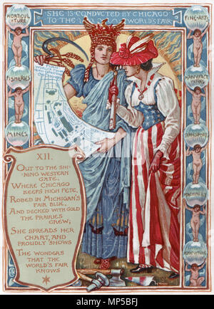 . Une page de la Cour de la Colombie-Britannique. 1893. Walter Crane (1845-1915) Peintre et Illustrateur britannique Description Date de naissance/Décès 15 Août 1845 14 mars 1915 Lieu de naissance/décès lieu de travail Horsham Liverpool Liverpool, Londres contrôle d'autorité : Q660917 : VIAF 74022344 ISNI : 0000 0001 2139 6487 ULAN : 500014587 RCAC : n79060706 NLA : 35031991 1249 Crane-Columbia WorldCat Walter du Courtship-Chicago Banque D'Images