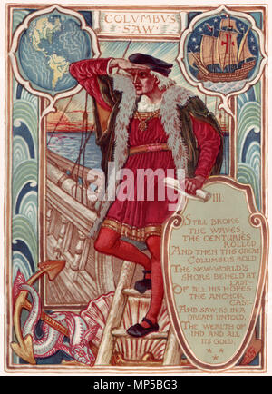 . Une page de la Cour de la Colombie-Britannique. 1893. Walter Crane (1845-1915) Peintre et Illustrateur britannique Description Date de naissance/Décès 15 Août 1845 14 mars 1915 Lieu de naissance/décès lieu de travail Horsham Liverpool Liverpool, Londres contrôle d'autorité : Q660917 : VIAF 74022344 ISNI : 0000 0001 2139 6487 ULAN : 500014587 RCAC : n79060706 NLA : 35031991 1249 Crane-Columbia WorldCat Walter du Courtship-Columbus Banque D'Images