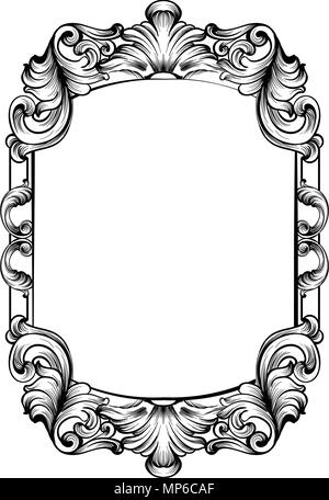 Cadre miroir baroque. Décoration Impériale vecteur éléments de conception. Encarved ligne riche ornements art Illustration de Vecteur