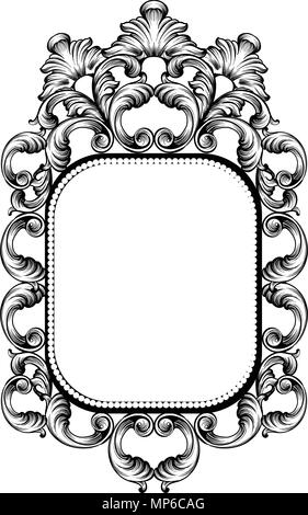 Cadre miroir baroque. Décoration Impériale vecteur éléments de conception. Encarved ligne riche ornements art Illustration de Vecteur