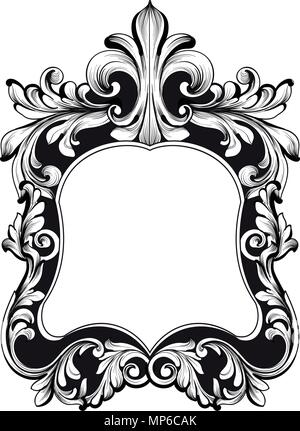 Cadre miroir baroque. Décoration Impériale vecteur éléments de conception. Encarved ligne riche ornements art Illustration de Vecteur