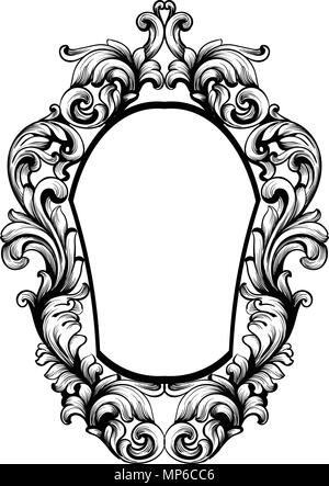 Cadre miroir baroque. Décoration Impériale vecteur éléments de conception. Encarved ligne riche ornements art Illustration de Vecteur