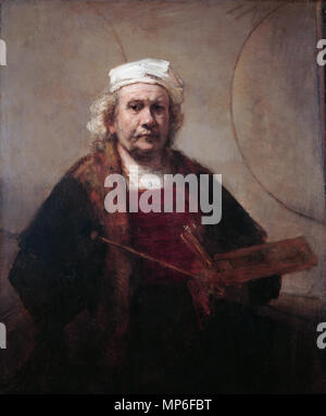 Self Portrait avec deux cercles ** huile sur toile 114,3 x 94 cm *1665 - 1669 Autoportrait avec deux cercles, d'après Rembrandt van Rijn Rembrandt 1052 auto-portrait Banque D'Images