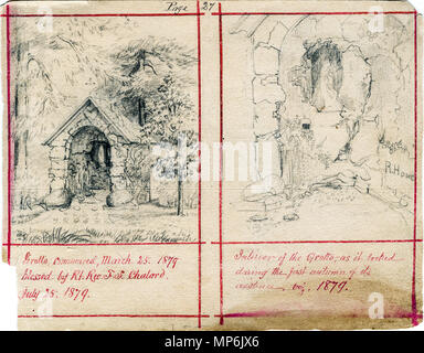 . Anglais : Grotto au motif des Sœurs de la Providence de Sainte Marie des bois, de l'Indiana. Ce dessin fait partie d'un livre relié la collecte de diverses ébauches de motifs, Saint Mary's home des Sœurs de la Providence de Sainte Marie des bois, de l'Indiana, et de l'académie qui devint plus tard Sainte Marie des bois College. Les dessins sont datés entre 1842 et 1889 et sont principalement par Soeur Maurice Schnell, avec quelques recueillies auprès de Soeur Saint Francis Xavier Lefer, Le Père John Corbe et divers art students. Annotations ont été ajoutées par Schnell et d'autres sœurs au cours des années, comme ce livre Banque D'Images