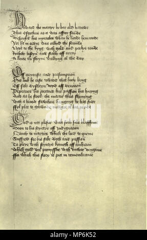 . Anglais : John Lydgate, verset Vie de St Edmund. Script : Anglais Bastarda. London, British Library, Harley 2278, fol. 111r. Deutsch : John Lydgate, Lebensbeschreibung des heiligen Edmund von Ostanglien Versen en anglais. Schrift : englische Bastarda. London, British Library, Harley 2278, fol. 111r. 1433. John Lydgate 733 John Lydgate, verset Vie de St Edmund, Londres, Harley 2278, fol. 111r Banque D'Images