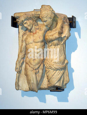 . Scène mythologique de silène enlevant une menade ; trouvés à San Lorenzo in Strada presso Riccione ; 1er siècle avant J.-C. Museo della Città di Rimini. 8 avril 2006. JoJan 1062 Rimini223 Banque D'Images