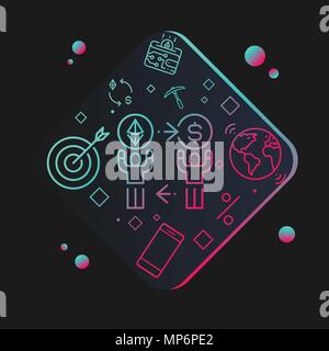 Ethereum trading concept design en couleur du dégradé avec icon pack Illustration de Vecteur