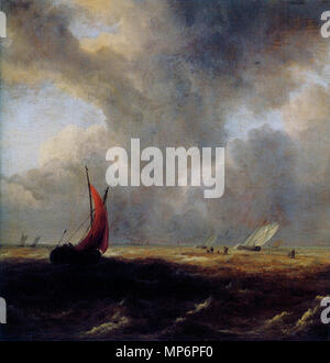 Anglais : Voiliers dans une mer agitée de 1665. 684 Jacob van Ruisdael - Voiliers dans une mer agitée Banque D'Images