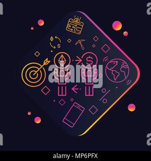 Ethereum trading concept design en couleur du dégradé avec icon pack Illustration de Vecteur