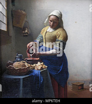 La Laitière. La bonne cuisine - Huile sur toile, c. 1658 - Johannes Vermeer (1632-1675) Alternative Names Johannes van der Meer, Jan Vermeer, Jan Vermeer van Delft, Johannes Reyniersz. Description Vermeer Dutch peintre et marchand Date de naissance/décès 31 octobre 1632 (baptisé) 15 décembre 1675 (enterré) Lieu de naissance/décès Delft Delft période de travail 1653-1675 lieu de travail Delft (1653 - 1675) le contrôle d'autorité : Q41264 : VIAF 51961439 ISNI : 0000 0001 0901 268X ULAN : 500032927 RCAC : n79006488 35580238 NLA : WorldCat . 10 juin 2006. G. Jansoone 705 Jan Vermeer.La cuisine maid Banque D'Images