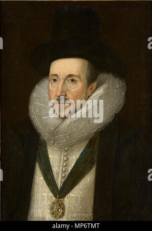 . Anglais : Portrait de Henry Howard, comte de Northampton (1540-1614), huile sur toile, 27 ½ x 19 11/16 po (70 x 50 cm). Au début du xviie siècle. Anon (École anglaise) 1019 Portrait de Henry Howard, comte de Northampton - Cours d'Anglais Banque D'Images