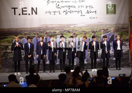 Séoul, Corée. 21 mai, 2018. T.E.N a assisté à la première conférence de presse à Séoul, Corée, le 21 mai 2018.(La Chine et la Corée à l'homme) Credit : TopPhoto/Alamy Live News Banque D'Images