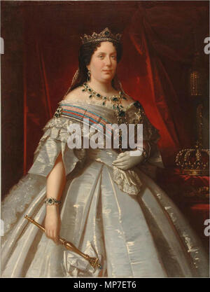 Isabel II de España. Español : Retrato de la Reina Isabel II de España (1830-1904), que era hija del Rey Fernando VII de España y de la Reina María Cristina de Armoiries de Borbón-Dos. . Vers 1860. 675 IsabelIImadurez Banque D'Images