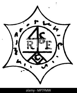 . Anglais : illustration d'un objet non identifié "trouvé dans un champ près de Reculver, coller à la herse à dents d'un'. Il n'y a aucune indication de ses dimensions. La description est ici, et l'illustration elle-même quelques pages avant. Par cette discussion sur Wikipedia, l'article peut être un insigne maçonnique, compte tenu de la boussole, et la place (rudimentaires) 'G'. 1784. John Duncombe 678 articles trouvés à Reculver avant 1784 Banque D'Images