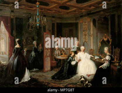 . Русский : 'Вручение Екатерине письма II', 'Капитанская сюжет на повести дочка ГТГ', 1861, Polski : 'Wręczenie Katarzynie listu powieści WG II' 'Córka Kapitana" . 1861. Dimitar Миодушевский Осипович (Mioduszewski Mioduszewski или Jan Ostoja) 681 J. Mioduszewski. Catherine II la réception de la lettre Banque D'Images