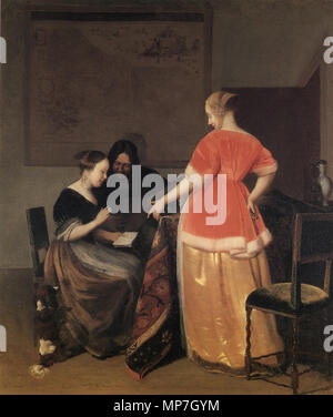 Deutsch : Die Musikstunde . détail . circa 1667. 683 Jacob Ochtervelt Musikstunde Banque D'Images