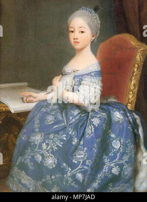 . Italiano : Maria Giuseppina con mappa e colomba Anglais : La Princesse Maria Giuseppina Luigia de Savoie (1753-1810), future Comtesse de Provence, femme du futur Louis XVIII de France . vers 1760. 857 Maria Giuseppina Luigia di Savoia, futur "Comtesse de Provence' Banque D'Images