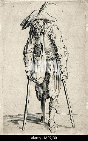 . Graveur français, dessinateur et graveur Jacques Callot 689 mendiant Banque D'Images