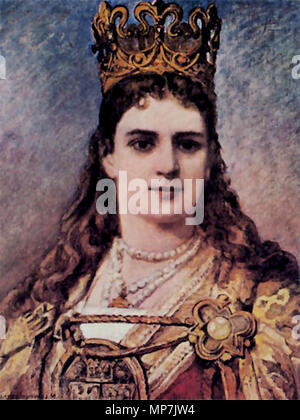Anglais : Portrait de la Reine Jadwiga de Pologne. Polski : Portret królowej Jadwigi Andegaweńskiej 1838-1893. 690 Jadwiga Jan Matejko (Poczet) Banque D'Images