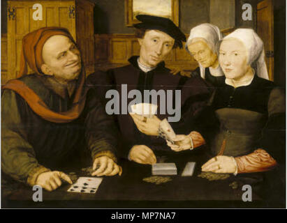 . Anglais : Jan Massijs, joueurs de cartes ou le fils prodigue, huile sur panneau, 737 x 1016 mm, Petworth House et Park, West Sussex (musée accrédité) . Entre 1530 et 1575. Jan Matsys (1509-1575) Noms alternatifs Jan Massys, Jan Matsijs, Jan Matsys, Jan Massijs Messijs, Jan, Jan Messys, Jan Quintin Metsys, Jan Metsys peintre et dessinateur Flamand Description Date de naissance/décès vers 1509 avant le 8 octobre 1575 Lieu de naissance/décès Anvers Anvers période de travail, de 1531 jusqu'en 1571 Travaux lieu Anvers (1531-1544), la France (vers 1544-1558), en Italie (vers 1544-1558), Anvers (1558-1571) Aut Banque D'Images