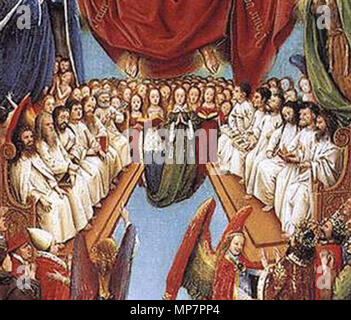 Crucifixion et Jugement Dernier diptyque. À partir de détails le panneau de droite de Van Eyck et de la Crucifixion du Jugement dernier diptyque. Metropolitan Museum of Art, New York. vers 1430-40. 703 Jan van Eyck Crucifixion Diptych droit détail 2 Banque D'Images