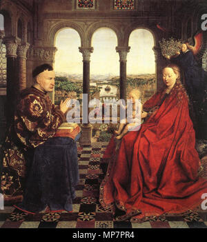 Anglais : La Vierge du chancelier Rolin . Anglais : Jan van Eyck's art . 1435. 703 Jan van Eyck, La Vierge du chancelier Rolin Banque D'Images